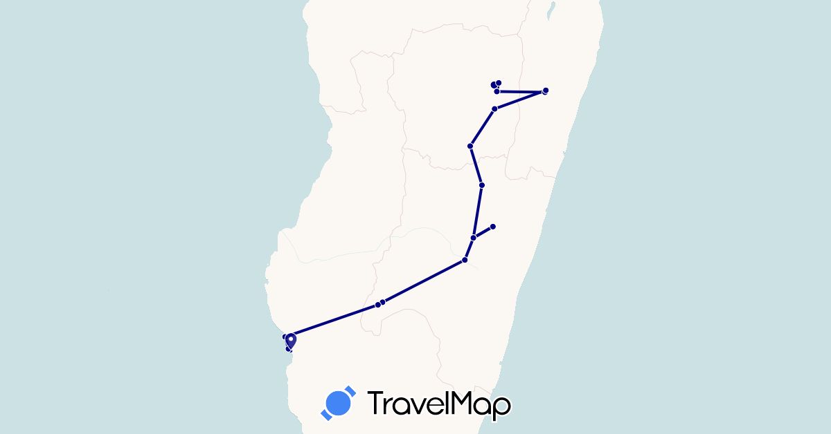 TravelMap itinerary: driving in Madagascar (Africa)